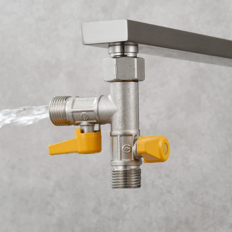 CIENCIA Brass Water Diverter 3 Way Shower Diverter Valve T Adapter Shower Head Shut-Off Valve for Showerhead and Shower Hose, DSF009 - Image 3